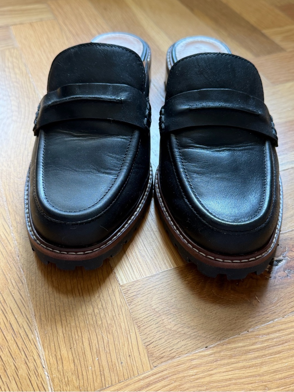 Madewell Corrine Black Leather Lug-Sole Loafer Mule - Size 9 - Picture 6 of 6